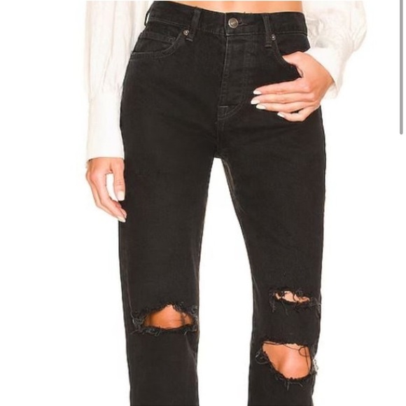 Free People Denim - Free People | We the Free Black Ripped Distressed Boyfriend Jeans Size 26